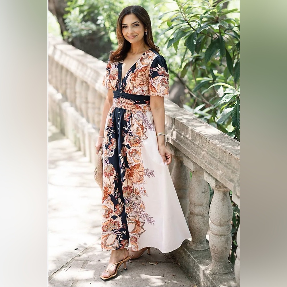 Anthropologie Katerina @heynasreen Button-front Floral Dress- Size L